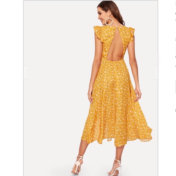 Final sale! Open back chiffon dress - Picture 2 of 9